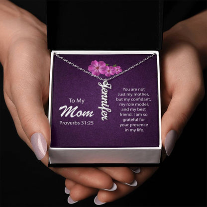 CREATE YOUR OWN Adjustable Vertical Unique Significant Meaningful Name Necklace with Message Card for MOM