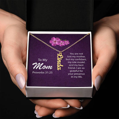 CREATE YOUR OWN Adjustable Vertical Unique Significant Meaningful Name Necklace with Message Card for MOM