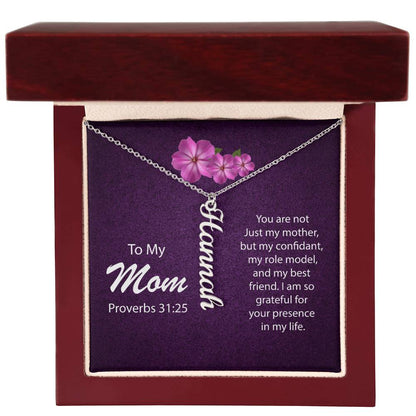 CREATE YOUR OWN Adjustable Vertical Unique Significant Meaningful Name Necklace with Message Card for MOM