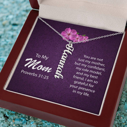 CREATE YOUR OWN Adjustable Vertical Unique Significant Meaningful Name Necklace with Message Card for MOM