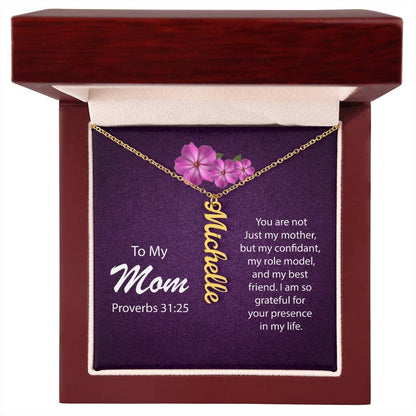 CREATE YOUR OWN Adjustable Vertical Unique Significant Meaningful Name Necklace with Message Card for MOM