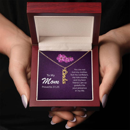 CREATE YOUR OWN Adjustable Vertical Unique Significant Meaningful Name Necklace with Message Card for MOM