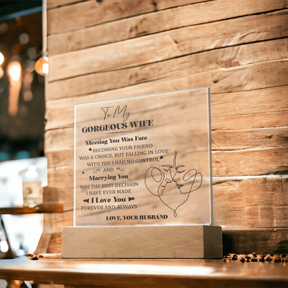 Spectacular Printed Square Acrylic Plaque FOR YOUR GORGEOUS WIFE