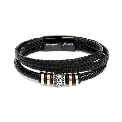 Trending Men's Luxury "Love You Forever" Leather Bracelet with Love Message Card JUST FOR HIM