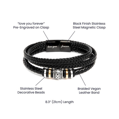 Trending Men's Luxury "Love You Forever" Leather Bracelet with Message Card FOR YOUR HUSBAND