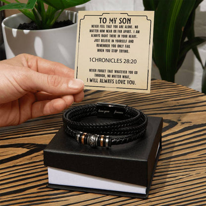 Trending Men's Luxury "Love You Forever" Leather Bracelet with Message Card FOR YOUR AMAZING SON