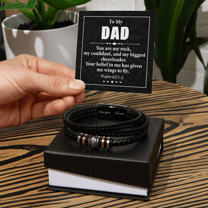 Trending Men's Luxury "Love You Forever" Leather Bracelet with Message Card FOR YOUR WONDERFUL DAD