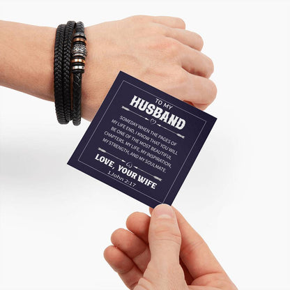 Trending Men's Luxury "Love You Forever" Leather Bracelet with Message Card FOR YOUR HUSBAND