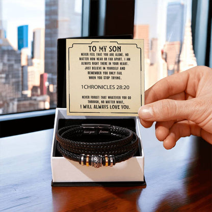 Trending Men's Luxury "Love You Forever" Leather Bracelet with Message Card FOR YOUR AMAZING SON