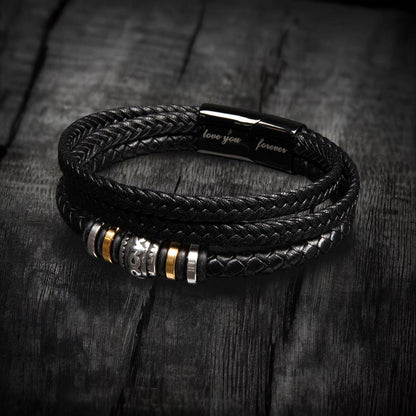 Trending Men's Luxury "Love You Forever" Leather Bracelet with Message Card FOR YOUR WONDERFUL DAD