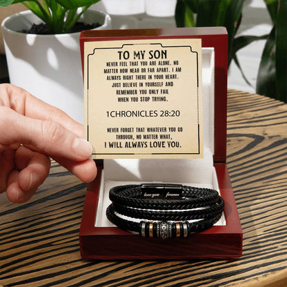 Trending Men's Luxury "Love You Forever" Leather Bracelet with Message Card FOR YOUR AMAZING SON