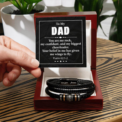 Trending Men's Luxury "Love You Forever" Leather Bracelet with Message Card FOR YOUR WONDERFUL DAD