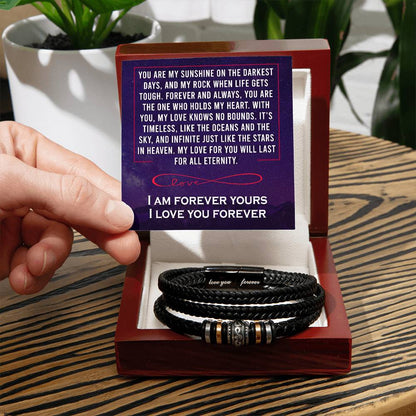 Trending Men's Luxury "Love You Forever" Leather Bracelet with Love Message Card JUST FOR HIM