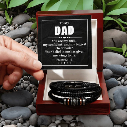 Trending Men's Luxury "Love You Forever" Leather Bracelet with Message Card FOR YOUR WONDERFUL DAD