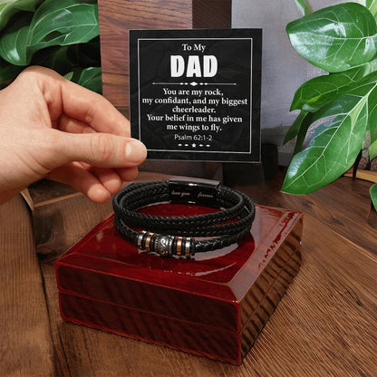 Trending Men's Luxury "Love You Forever" Leather Bracelet with Message Card FOR YOUR WONDERFUL DAD