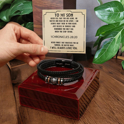 Trending Men's Luxury "Love You Forever" Leather Bracelet with Message Card FOR YOUR AMAZING SON