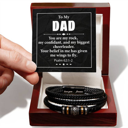 Trending Men's Luxury "Love You Forever" Leather Bracelet with Message Card FOR YOUR WONDERFUL DAD