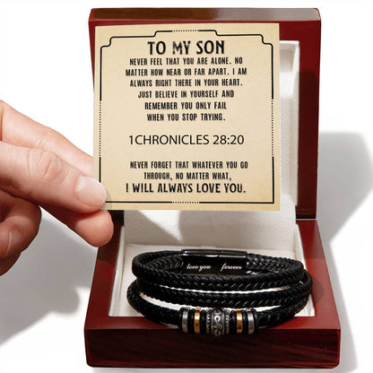 Trending Men's Luxury "Love You Forever" Leather Bracelet with Message Card FOR YOUR AMAZING SON
