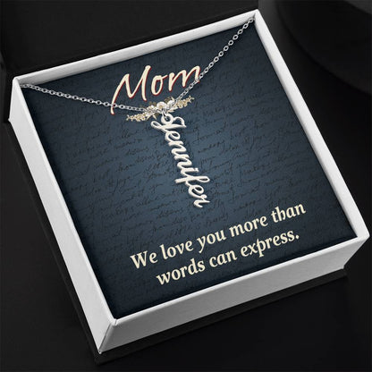 CREATE YOUR OWN Adjustable Vertical Unique Significant Meaningful MULTI-NAME Necklace with Message Card for MOM
