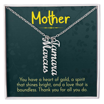 CREATE YOUR OWN Adjustable Vertical Unique Significant Meaningful MULTI-NAME Necklace with Message Card for MOTHER