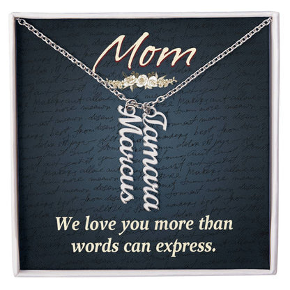 CREATE YOUR OWN Adjustable Vertical Unique Significant Meaningful MULTI-NAME Necklace with Message Card for MOM