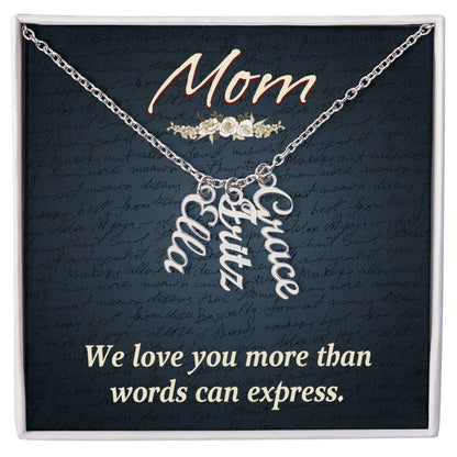 CREATE YOUR OWN Adjustable Vertical Unique Significant Meaningful MULTI-NAME Necklace with Message Card for MOM