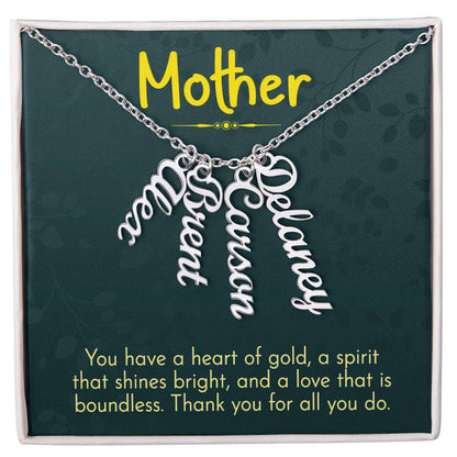 CREATE YOUR OWN Adjustable Vertical Unique Significant Meaningful MULTI-NAME Necklace with Message Card for MOTHER