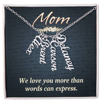 CREATE YOUR OWN Adjustable Vertical Unique Significant Meaningful MULTI-NAME Necklace with Message Card for MOM