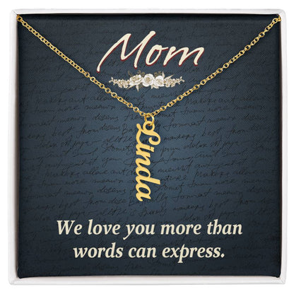 CREATE YOUR OWN Adjustable Vertical Unique Significant Meaningful MULTI-NAME Necklace with Message Card for MOM