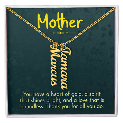 CREATE YOUR OWN Adjustable Vertical Unique Significant Meaningful MULTI-NAME Necklace with Message Card for MOTHER