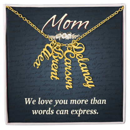 CREATE YOUR OWN Adjustable Vertical Unique Significant Meaningful MULTI-NAME Necklace with Message Card for MOM
