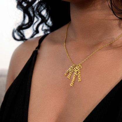 CREATE YOUR OWN Adjustable Vertical Unique Significant Meaningful MULTI-NAME Necklace with Message Card for MOM