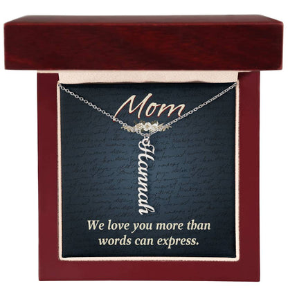 CREATE YOUR OWN Adjustable Vertical Unique Significant Meaningful MULTI-NAME Necklace with Message Card for MOM