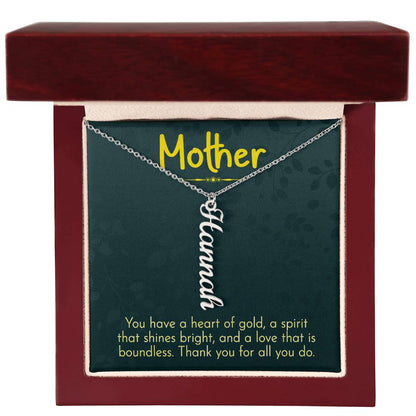 CREATE YOUR OWN Adjustable Vertical Unique Significant Meaningful MULTI-NAME Necklace with Message Card for MOTHER