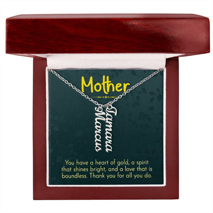 CREATE YOUR OWN Adjustable Vertical Unique Significant Meaningful MULTI-NAME Necklace with Message Card for MOTHER