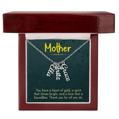 CREATE YOUR OWN Adjustable Vertical Unique Significant Meaningful MULTI-NAME Necklace with Message Card for MOTHER