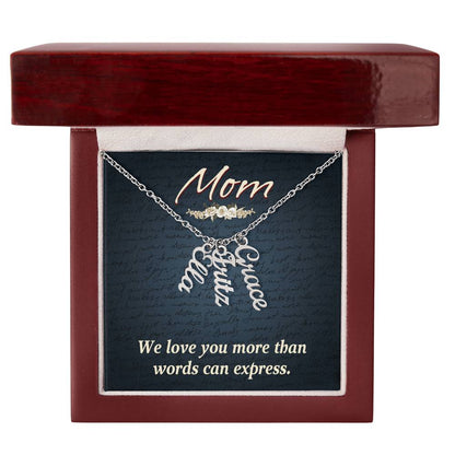 CREATE YOUR OWN Adjustable Vertical Unique Significant Meaningful MULTI-NAME Necklace with Message Card for MOM