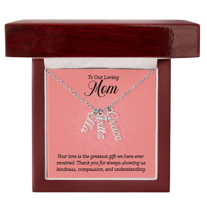 CREATE YOUR OWN Adjustable Vertical Unique Significant Meaningful MULTI-NAME Necklace with Message Card for MOM