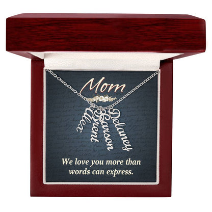 CREATE YOUR OWN Adjustable Vertical Unique Significant Meaningful MULTI-NAME Necklace with Message Card for MOM