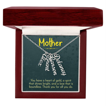 CREATE YOUR OWN Adjustable Vertical Unique Significant Meaningful MULTI-NAME Necklace with Message Card for MOTHER