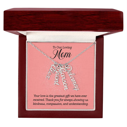 CREATE YOUR OWN Adjustable Vertical Unique Significant Meaningful MULTI-NAME Necklace with Message Card for MOM