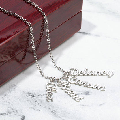 CREATE YOUR OWN Adjustable Vertical Unique Significant Meaningful MULTI-NAME Necklace with Message Card for MOTHER