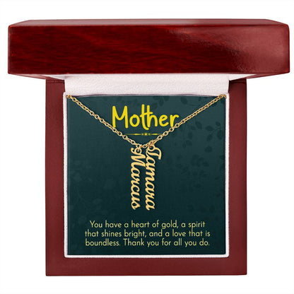 CREATE YOUR OWN Adjustable Vertical Unique Significant Meaningful MULTI-NAME Necklace with Message Card for MOTHER