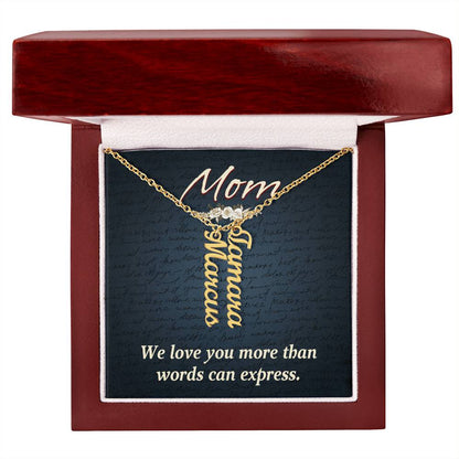 CREATE YOUR OWN Adjustable Vertical Unique Significant Meaningful MULTI-NAME Necklace with Message Card for MOM