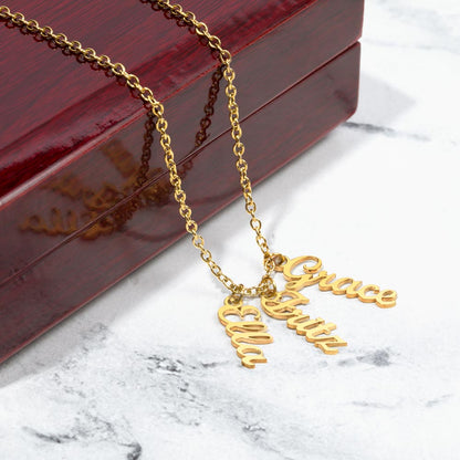 CREATE YOUR OWN Adjustable Vertical Unique Significant Meaningful MULTI-NAME Necklace with Message Card for MOM
