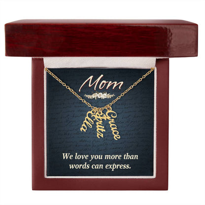 CREATE YOUR OWN Adjustable Vertical Unique Significant Meaningful MULTI-NAME Necklace with Message Card for MOM