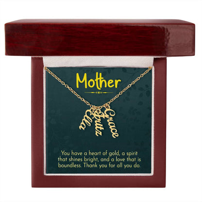 CREATE YOUR OWN Adjustable Vertical Unique Significant Meaningful MULTI-NAME Necklace with Message Card for MOTHER