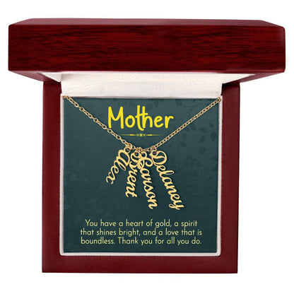 CREATE YOUR OWN Adjustable Vertical Unique Significant Meaningful MULTI-NAME Necklace with Message Card for MOTHER
