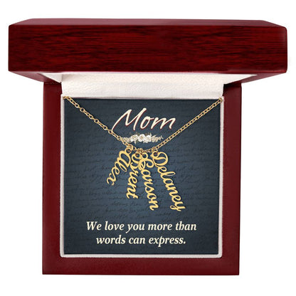 CREATE YOUR OWN Adjustable Vertical Unique Significant Meaningful MULTI-NAME Necklace with Message Card for MOM