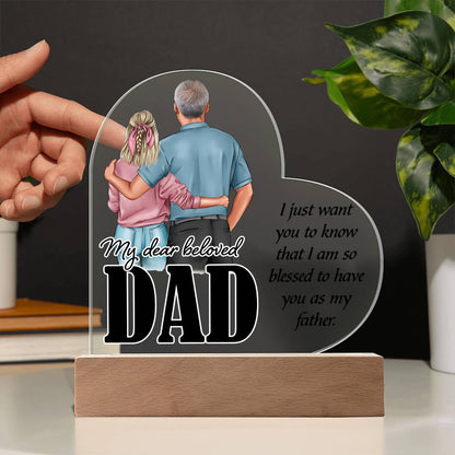 Spectacular Printed Heart Acrylic Plaque FOR DAD